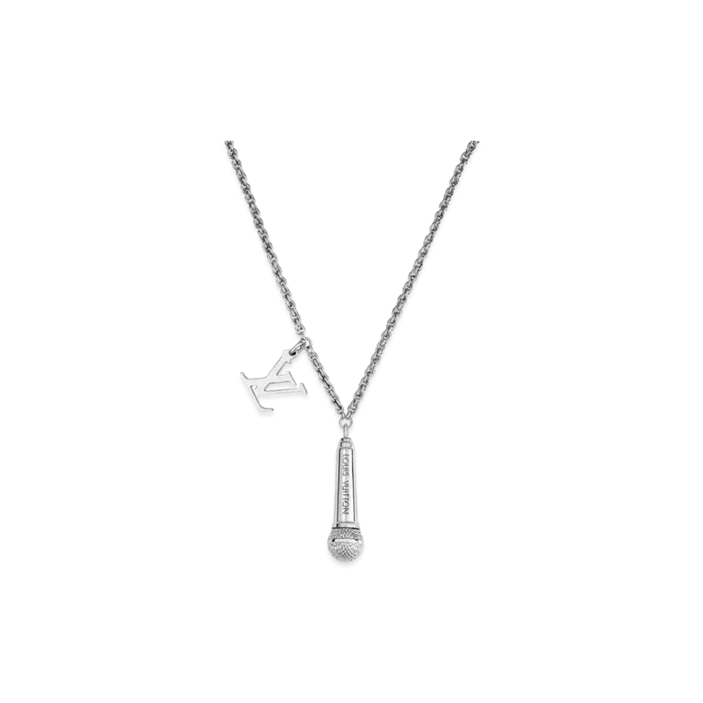 Louis Vuitton DJ Vocabulary Microphone Necklace "Silver"