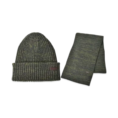 Barbour Crim Beanie Scarf Gift Set "Olive Twist"