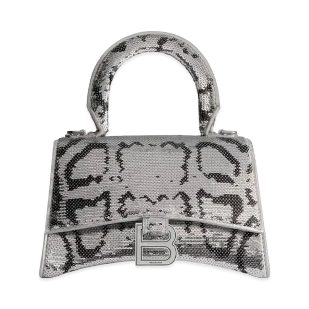 BALENCIAGA Hourglass XS Chain Handbag "Silver"