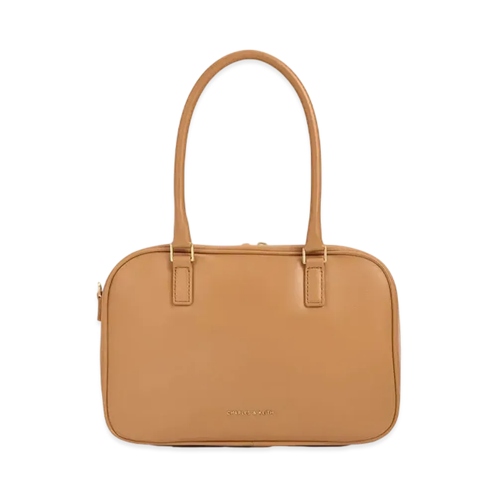 CHARLES & KEITH Sianna Textured Bowling Bag "Toffee"