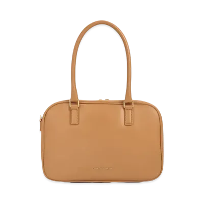 CHARLES & KEITH Sianna Textured Bowling Bag "Toffee"