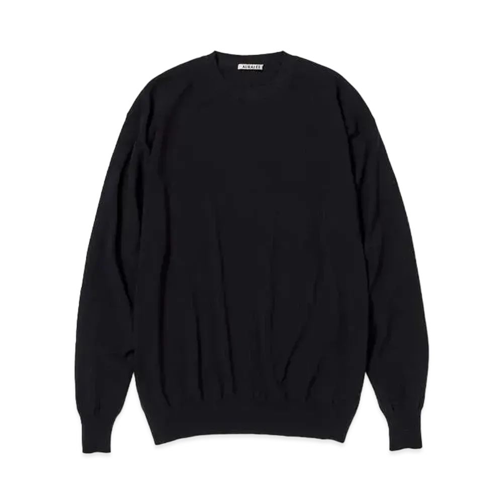 AURALEE Super Hard Twist Wool Knit P/O "Dark Navy"