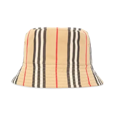 Burberry Reversible Icon Stripe Cotton Bucket Hat "Archive Beige/Soft Fawn"