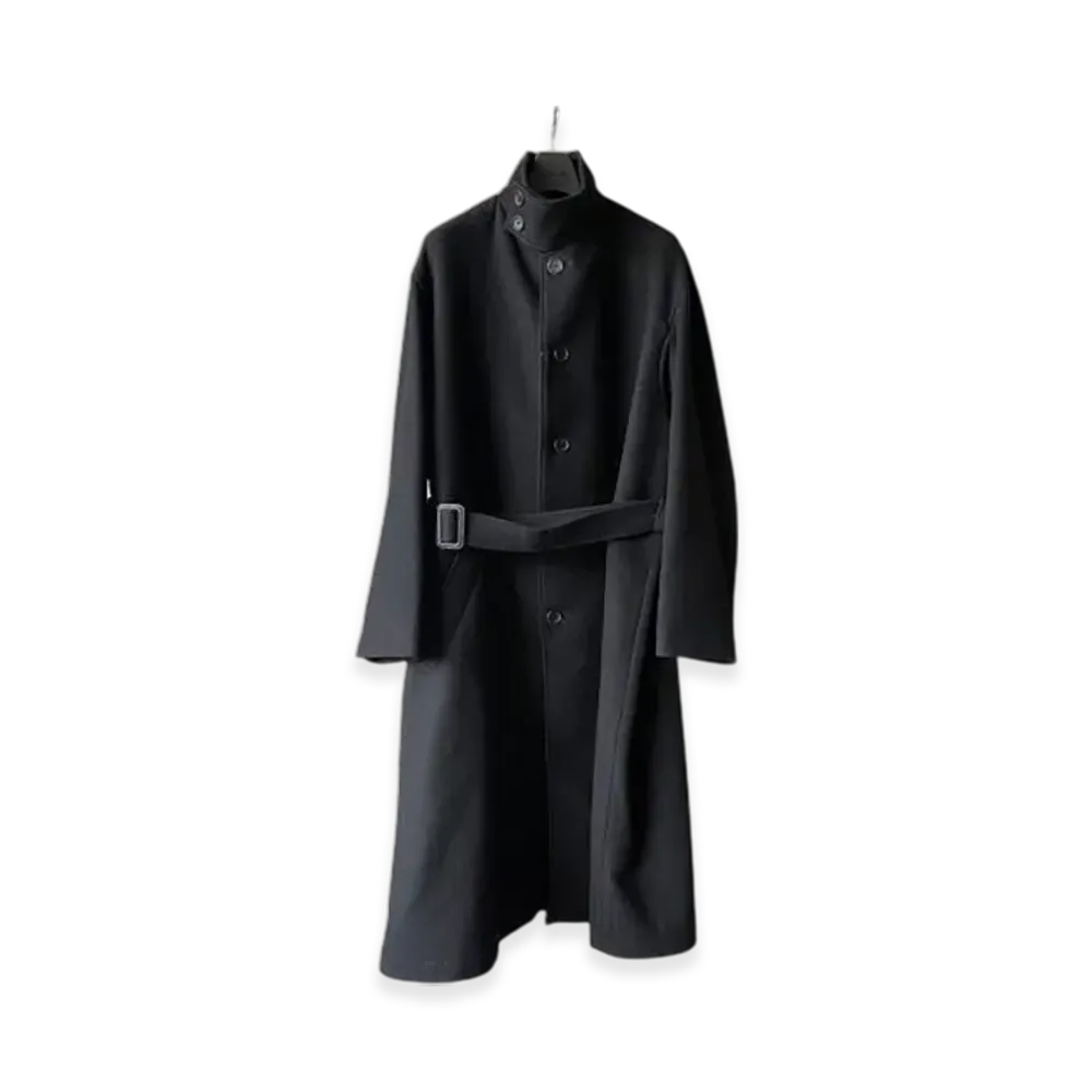 Yohji Yamamoto POUR HOMME Airy Mosser Stand Collar Coat "Black"