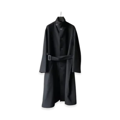 Yohji Yamamoto POUR HOMME Airy Mosser Stand Collar Coat "Black"