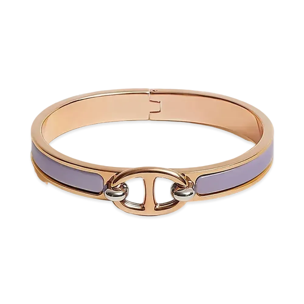 Hermes Mini Clic Chaine D'ancre Bracelet "Lilas/Pink Gold"