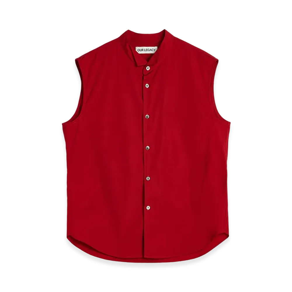 OUR LEGACY Wing Shirt Sleeveless "Lipstick Red Super Poplin"