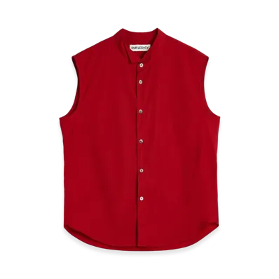 OUR LEGACY Wing Shirt Sleeveless "Lipstick Red Super Poplin"