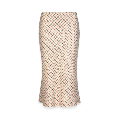 Maison Margiela Women's Wool Silk A-Line Checked Skirt "Ecru"