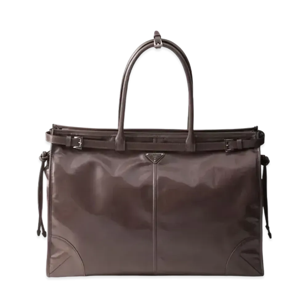 PRADA Leather Tote Bag "Bamboo/Beige"