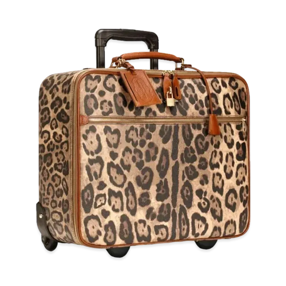 Dolce&Gabbana Carry Bag Small Crespo Leopard Printed Logo Plate "Multicolor"