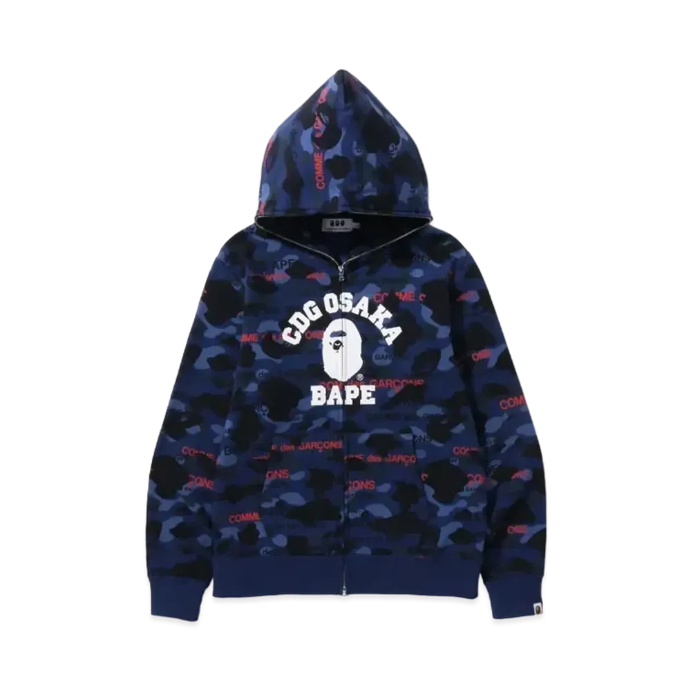 A BATHING APE x CDG OSAKA FULL ZIP HOODIE "Navy"