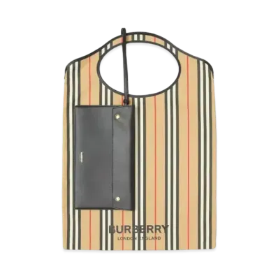 Burberry Icon Stripe ECONYL Packaway Pocket Tote "Archive Beige"