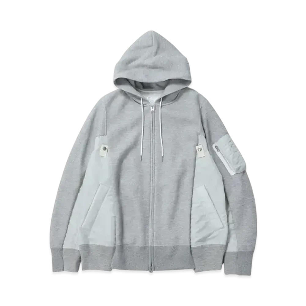 sacai Sponge Sweat x Nylon Twill Hoodie "Light Gray/Light Gray"