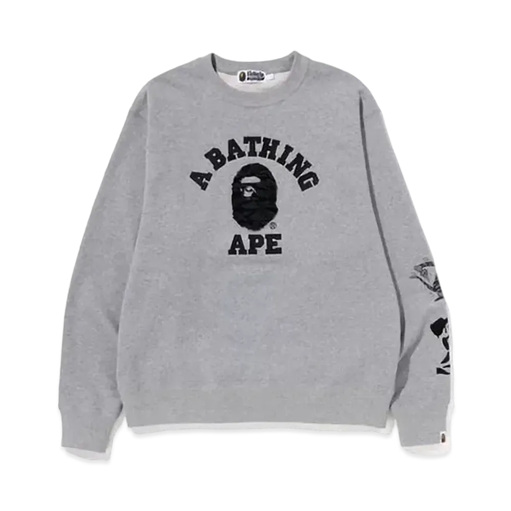A BATHING APE Tiger Camo College Relaxed Fit Crewneck "Gray"