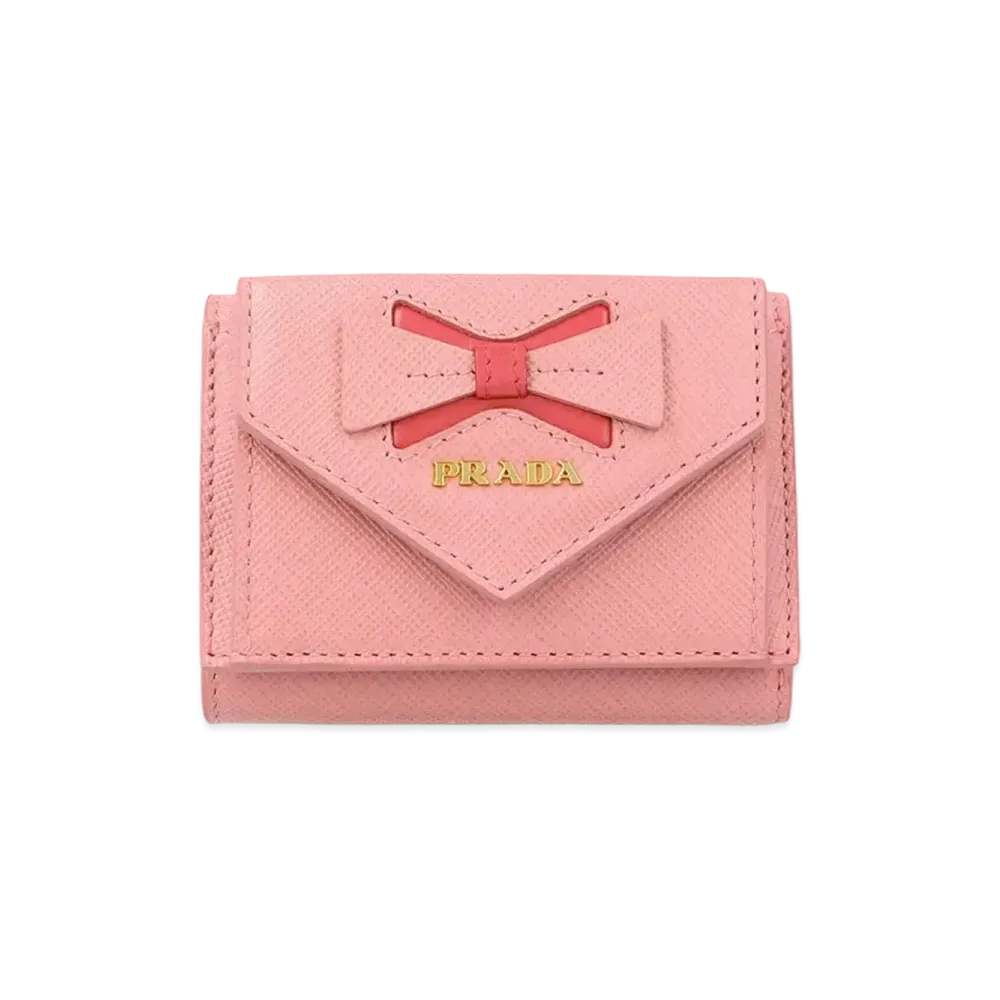 PRADA Fiocco Leather Small Wallet "Pink"