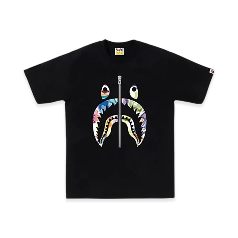 A BATHING APE Art Camo Shark Tee "Black"