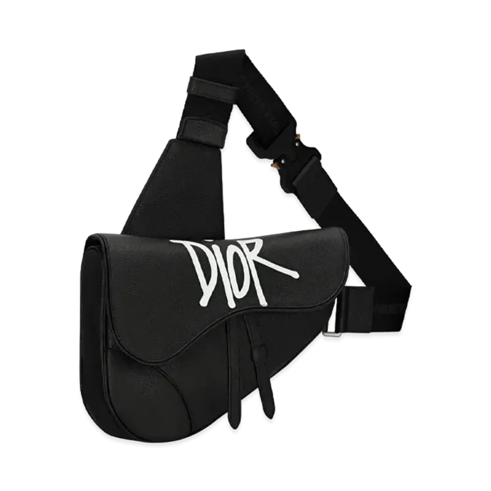 Dior x Shawn Stussy Logo Saddle Bag "Black"