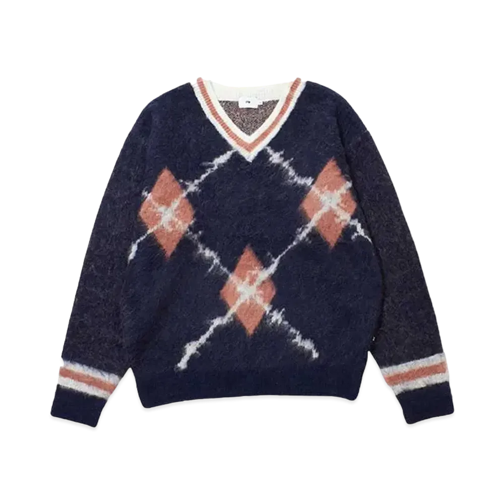 FTW ARGYLE V NECK KNIT "NAVY"