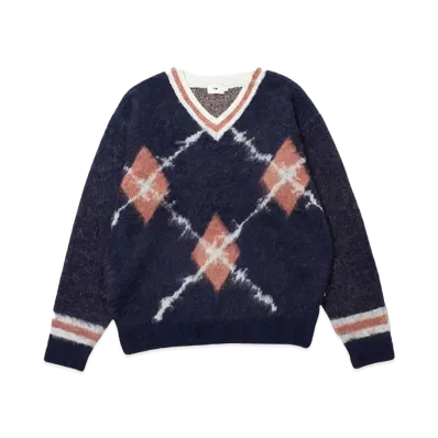 FTW ARGYLE V NECK KNIT "NAVY"
