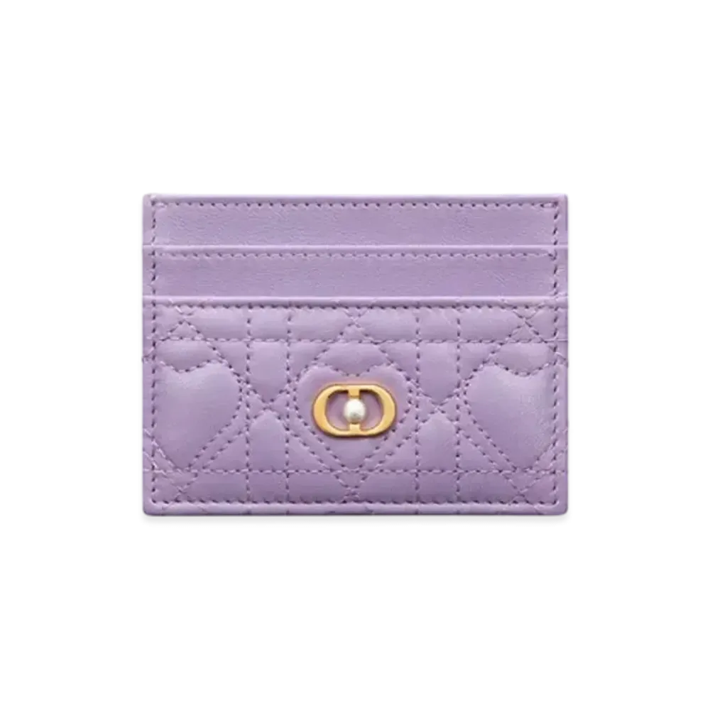 Dior Dioramour Dior Jolie Freesia Card Holder Cannage Lambskin with Heart Motif "Lilac Purple"