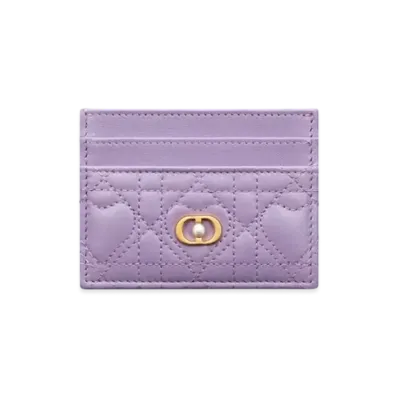 Dior Dioramour Dior Jolie Freesia Card Holder Cannage Lambskin with Heart Motif "Lilac Purple"
