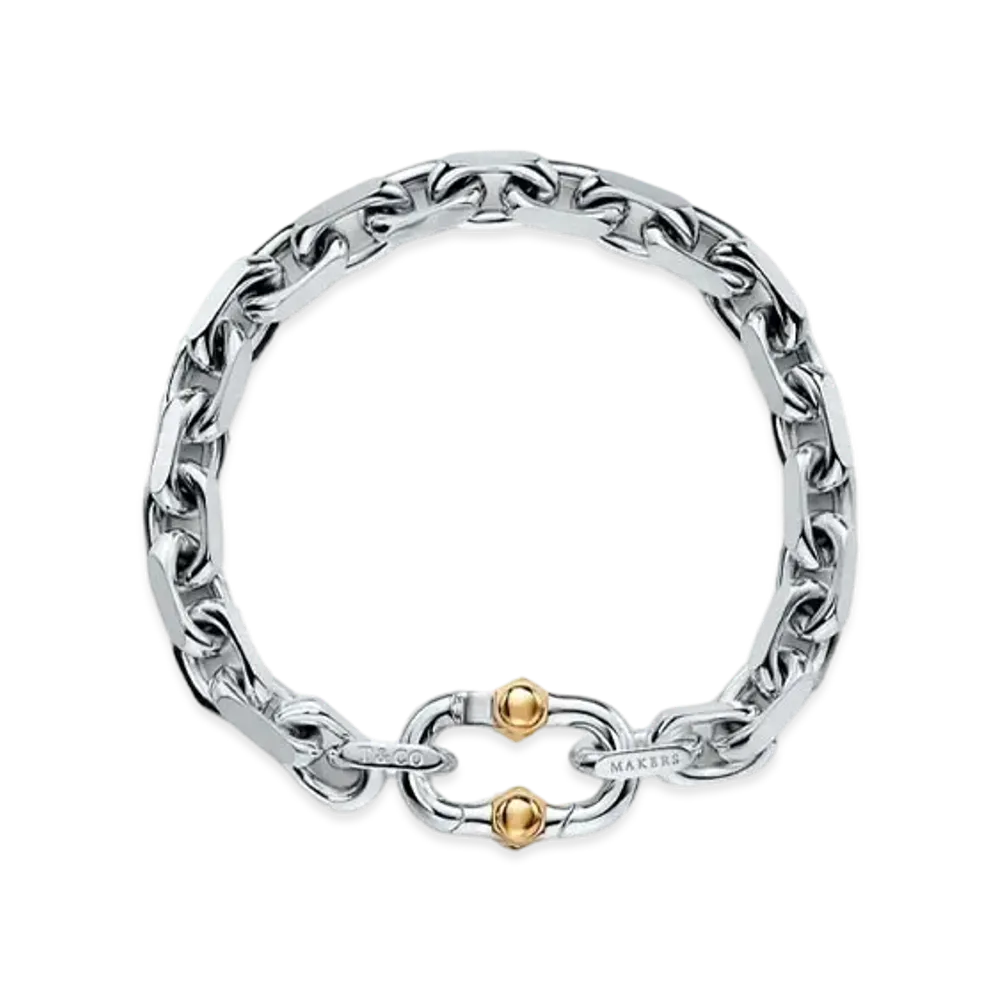 Tiffany & Co. 1837® Makers Wide Chain Bracelet in Sterling Silver and Gold