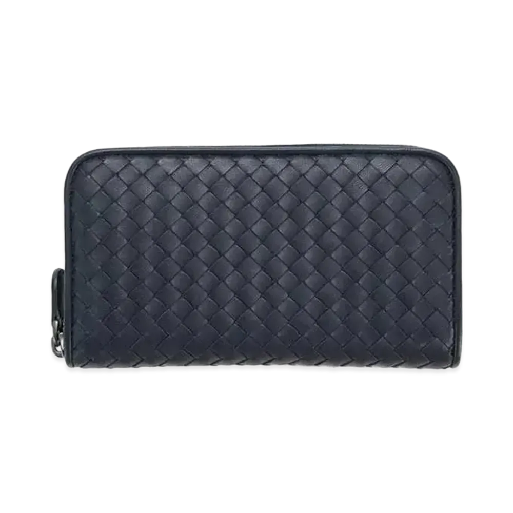 Bottega Veneta Intrecciato Lambskin Zip Around Wallet "Tourmaline"