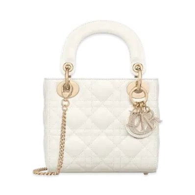 Dior Mini Lady Dior Bag Cannage Lambskin "Latte"