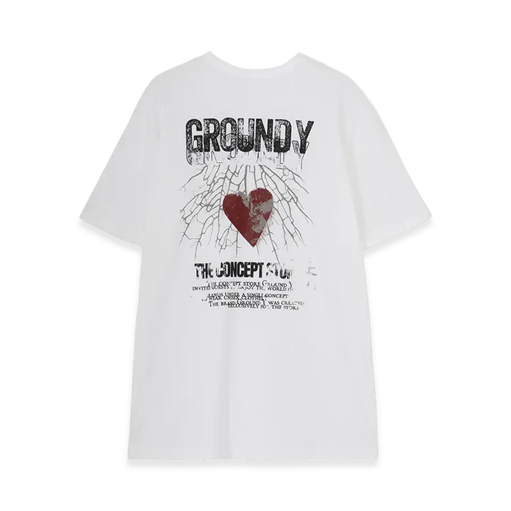 Ground Y Cotton Jersey Heart Graphic T-Shirt "White"