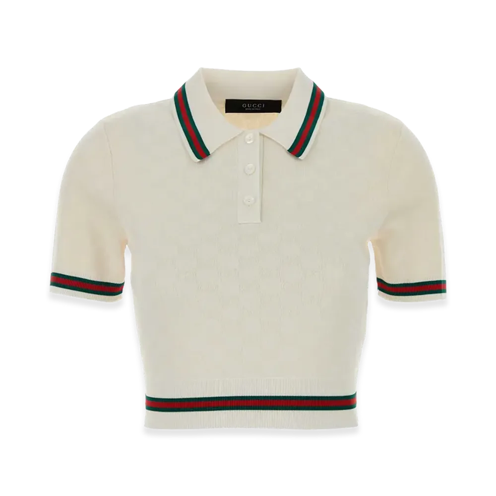 GUCCI Women's GG Jersey Polo Shirt "Ivory"