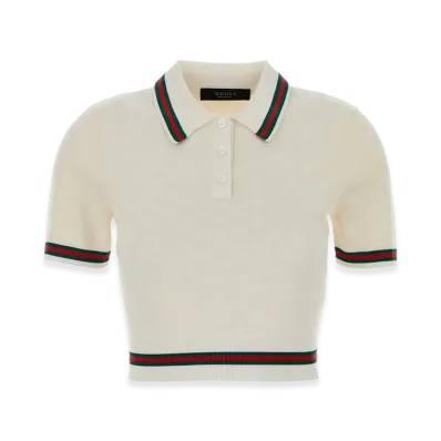 GUCCI Women's GG Jersey Polo Shirt "Ivory"