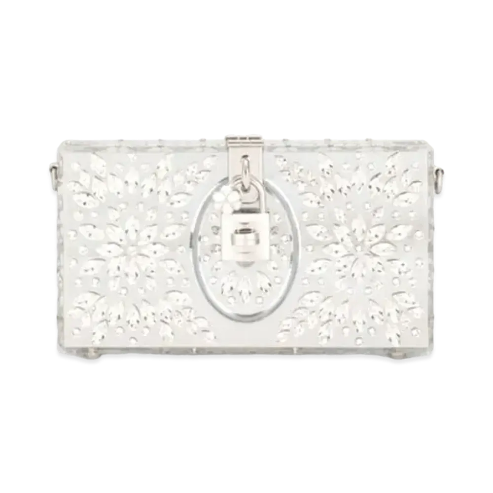 Dolce&Gabbana Dolce Box Clutch Resin Glass & Race "Silver"