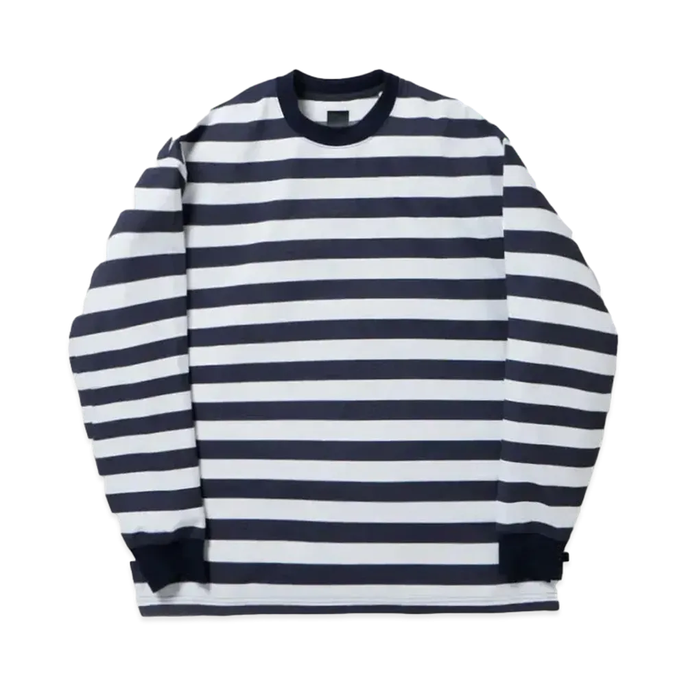 DAIWA PIER39 Tech Drawstring Border L/S Tee "White x Navy"