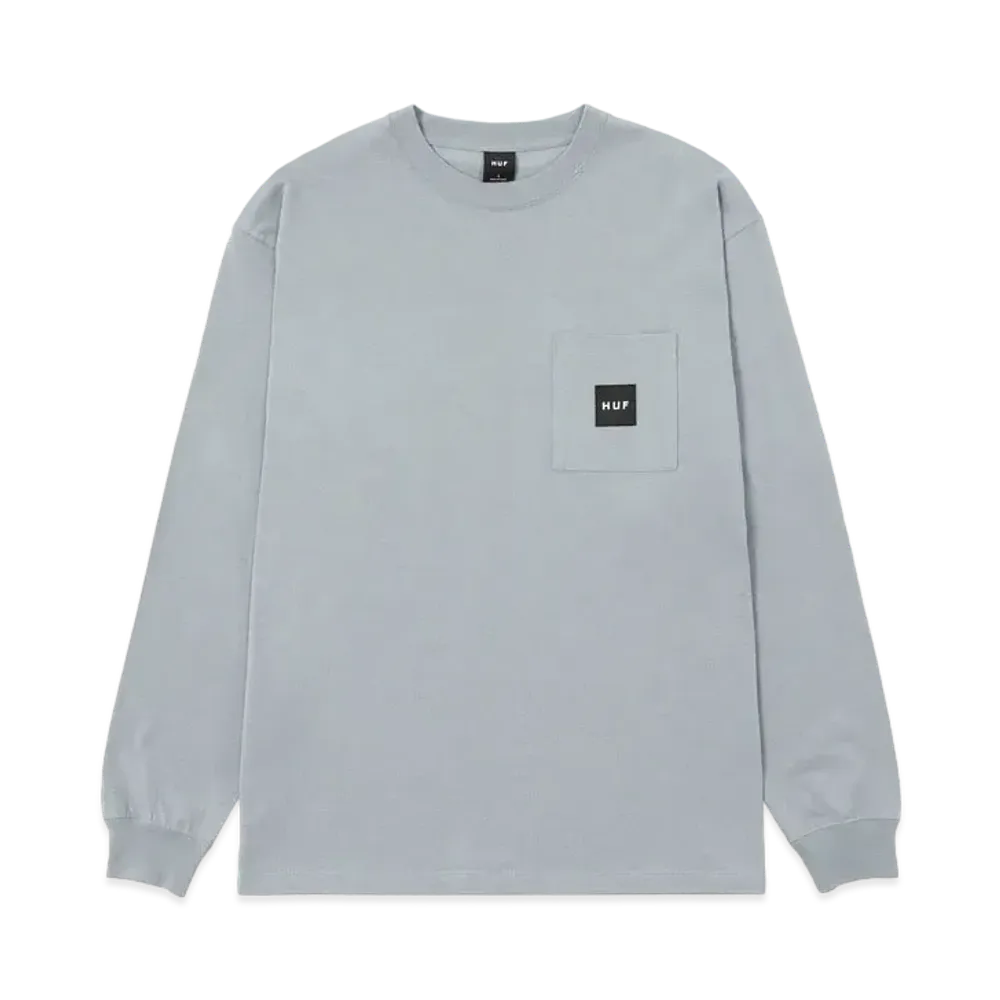 HUF Box Logo Pocket Long Sleeve Tee "Light Gray"