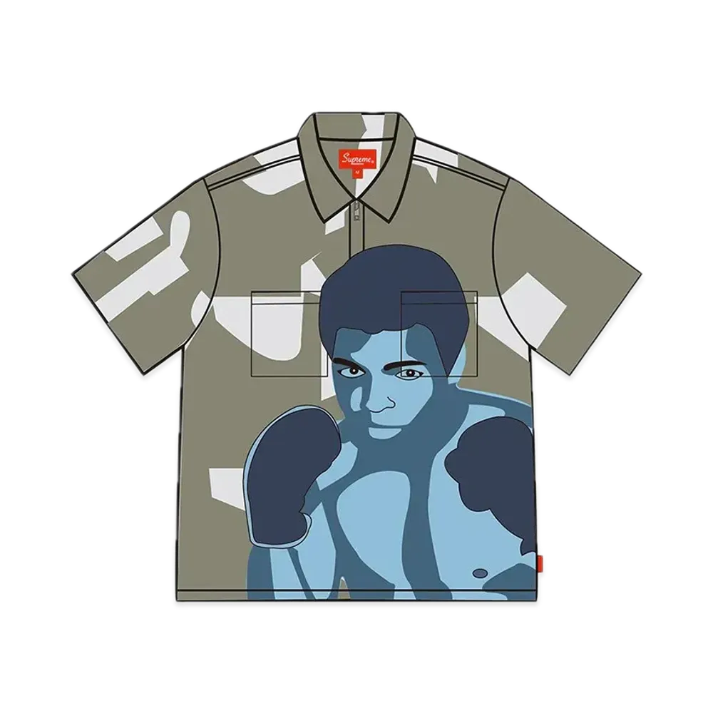 Supreme Muhammad Ali Zip Up S/S Shirt "Grey"