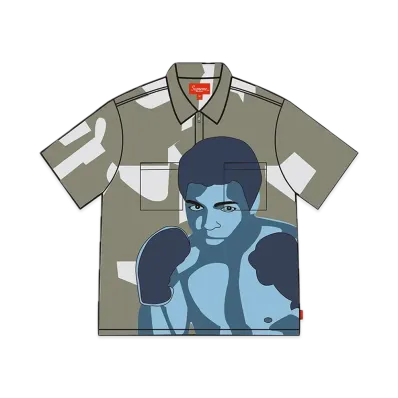 Supreme Muhammad Ali Zip Up S/S Shirt "Grey"