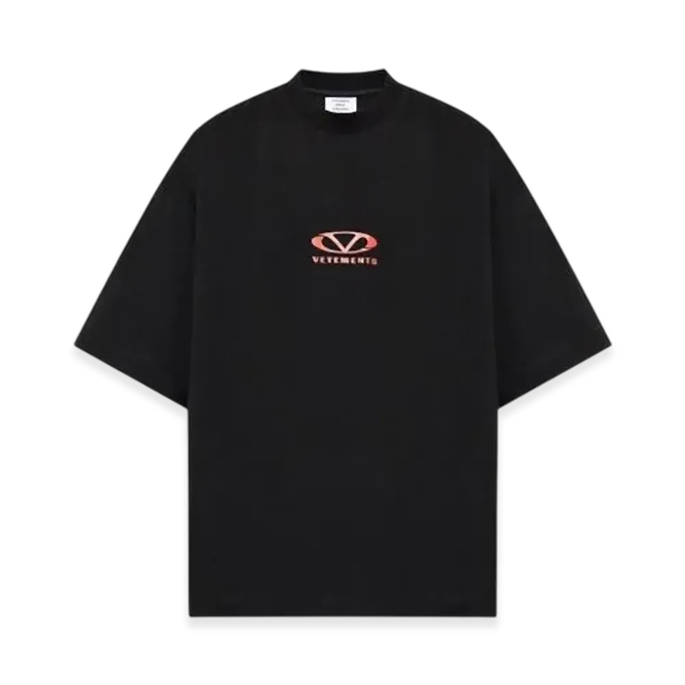 VETEMENTS Oval Logo Cropped Boxy T-Shirt "Black"