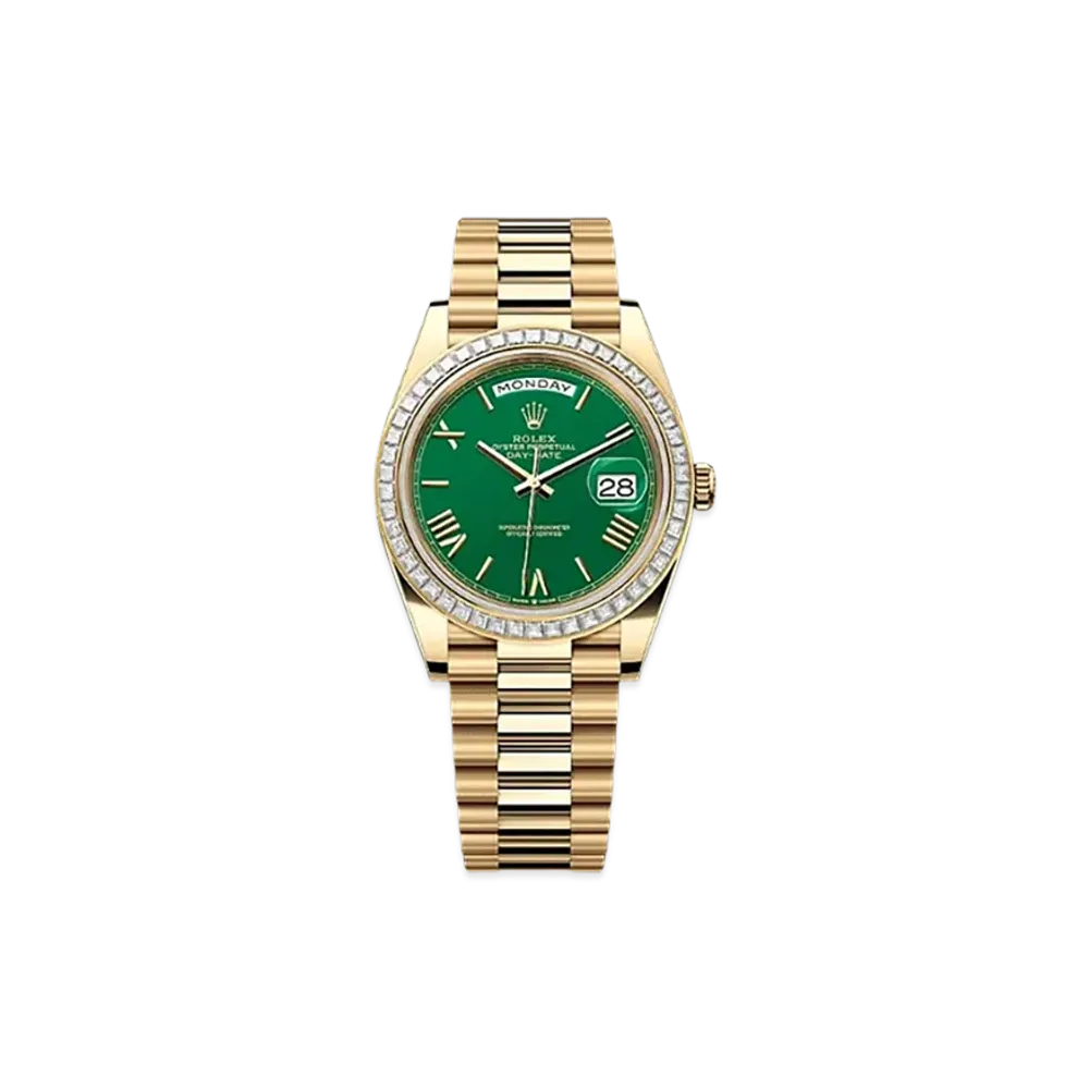 ROLEX Day-Date 40mm Yellow Gold Diamond 228398TBR "Green"