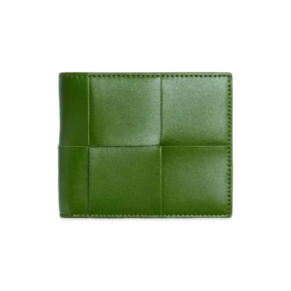 Bottega Veneta Casette Maxi Intrecciato Calfskin Bi-fold Wallet "Avocado"