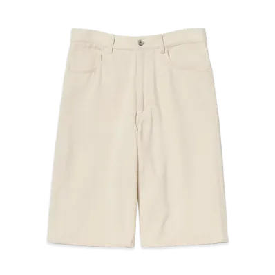 AURALEE Silk Nep Denim 5P Wide Shorts "Ivory White"