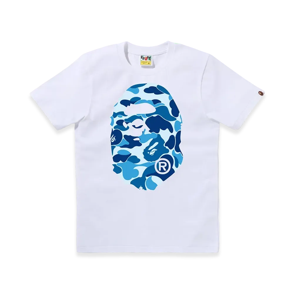 A BATHING APE Ladies Abc Camo Big Ape Head Tee "White/Blue"