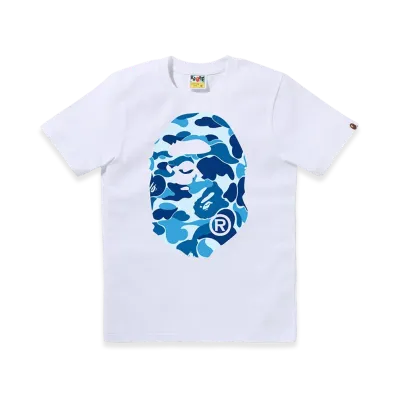 A BATHING APE Ladies Abc Camo Big Ape Head Tee "White/Blue"