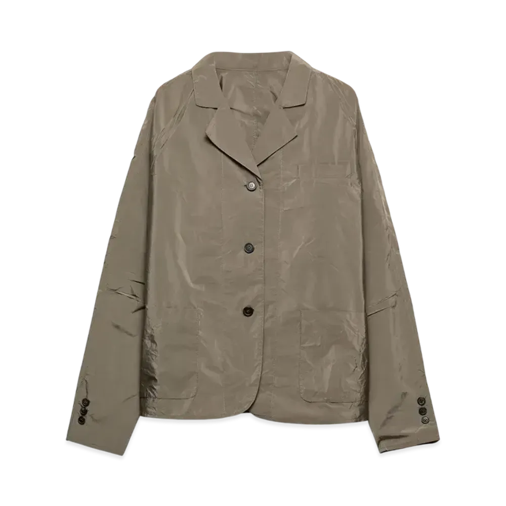 PRADA Women's Single-Breasted Technical Fabric Jacket "Gray"