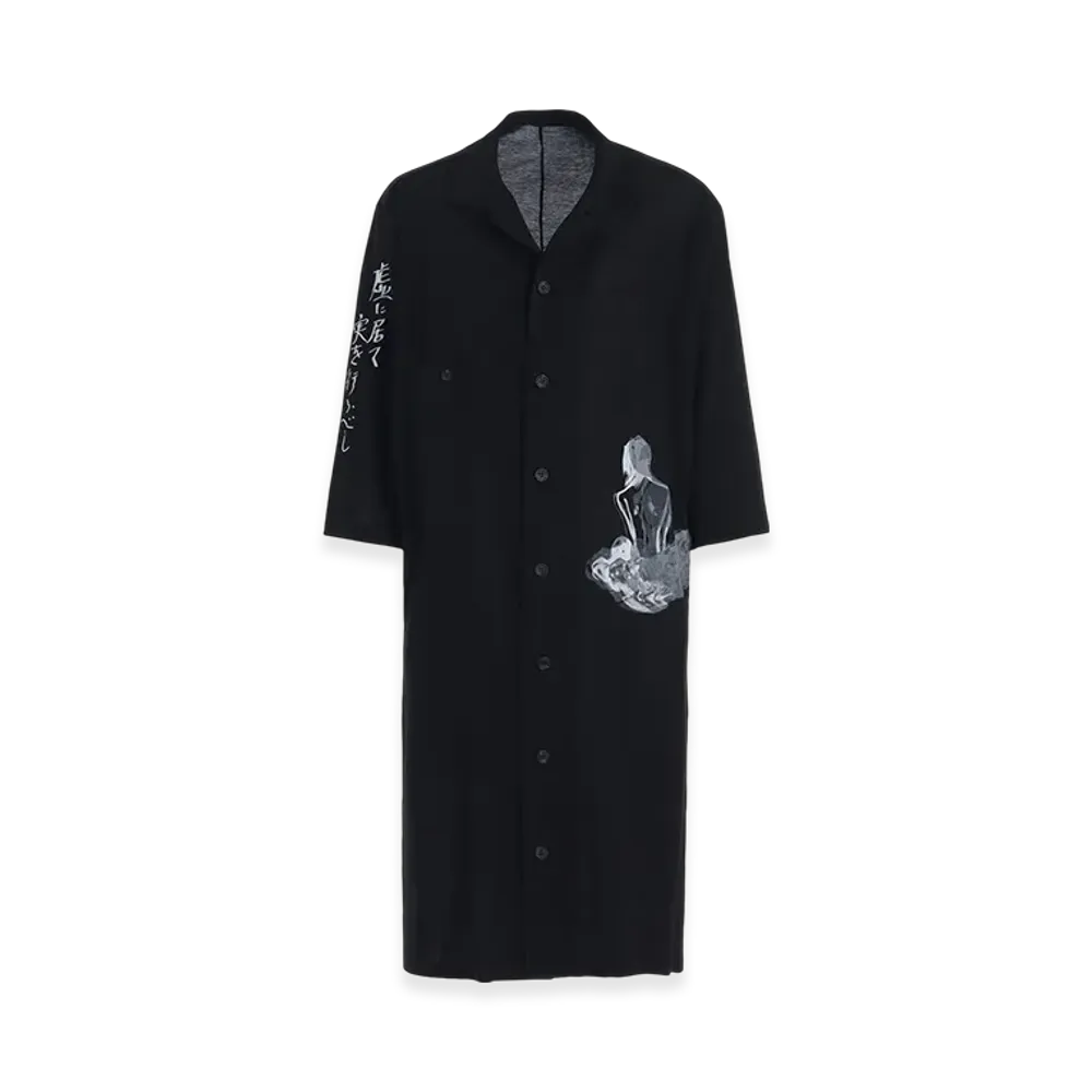 Yohji Yamamoto POUR HOMME C/Ny Pt Jersey A Stand Long Blouse "Black"