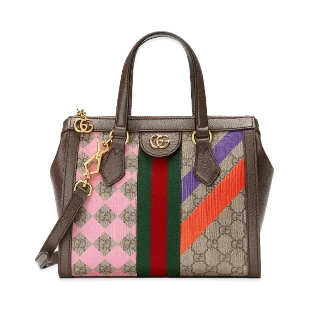 GUCCI Ophidia Small Tote Bag "Geometric Printed GG Supreme Canvas"