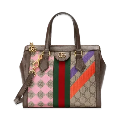 GUCCI Ophidia Small Tote Bag "Geometric Printed GG Supreme Canvas"