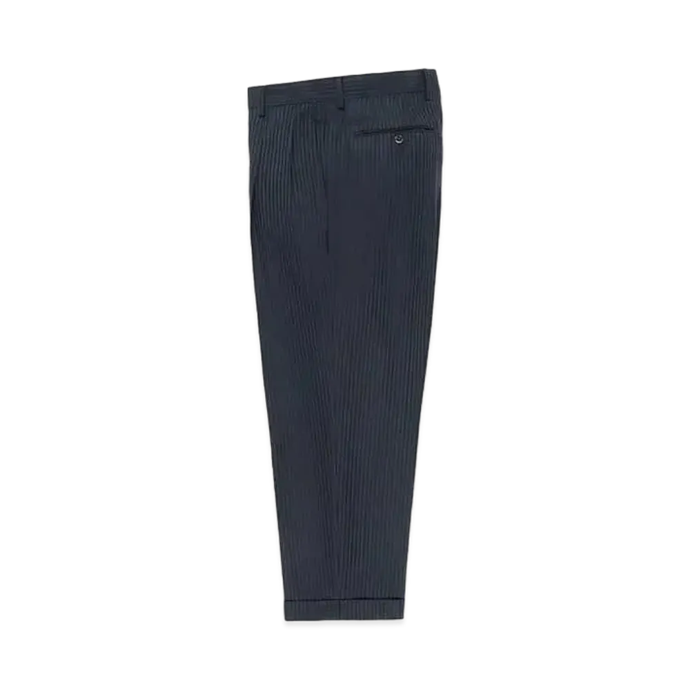 WACKO MARIA Dormeuil / Striped Double Pleated Trousers "Blue"