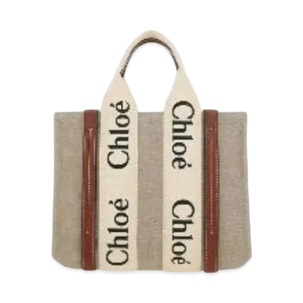 Chloe Small Woody Tote Bag "White/Brown"