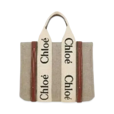 Chloe Small Woody Tote Bag "White/Brown"